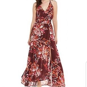 Chelsea & Violet Burgundy Maxi Floral Dress